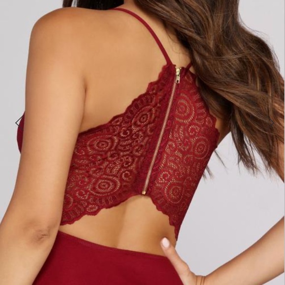 SOLD NWT Maroon Lace Back Flare Dress Small - Picture 3 of 15